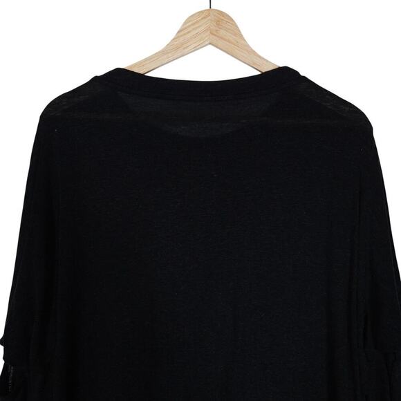 Allsaints Top XS Asymmetrical Bell Wave Black Graphic Draped Grunge Avant Garde - Picture 11 of 15